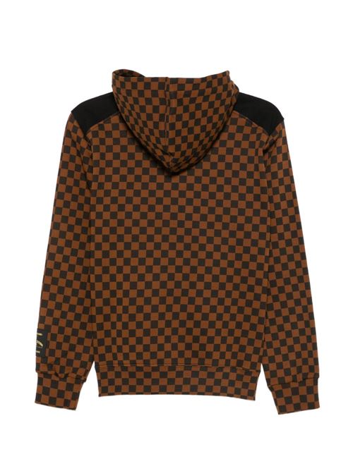 Felpa bambino Sprayground marrone e nera check con cappuccio Sprayground kids | SPY1490GX